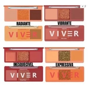 Trio Paleta de Sombras VIVER - RUBY ROSE - LANÇAMENTO - CORES - EXPRESSIVA E RADIANTE