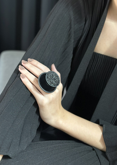 Anel Eclipse - Drusa Mineral com Acrílico - Preto - comprar online