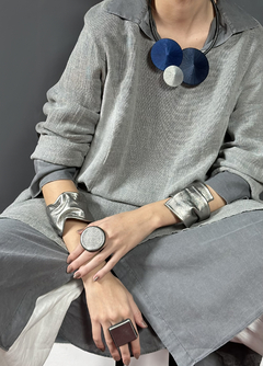 Colar Trio Curto - Azul com Cinza - comprar online