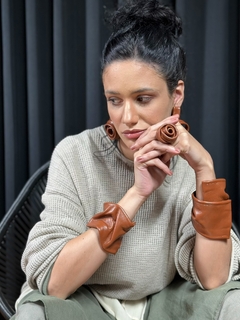 Anel Flor Couro Legítimo - Terracota - loja online