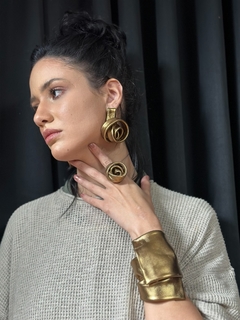 Anel Flor Couro Legítimo - Bronze - loja online