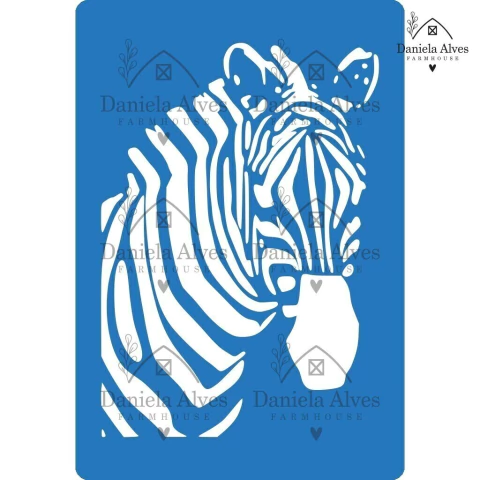 Stencil com desenho da cabeça de uma zebra em estilo artístico