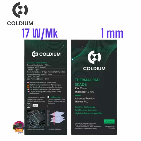 Thermal Pad Térmico Coldium skade 95x55x1.0mm premium pro oc 17W/mk