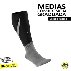 Medias Largas Compresión Graduada Negro-Gris