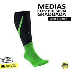 Medias Largas Compresión Graduada Negro-Verde