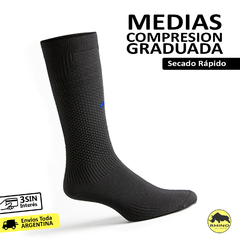 Medias Largas Compresión Graduada Negro-Azul