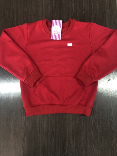 Blusão de moletom flanelado com bolso vermelha B4019