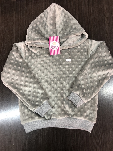 Blusa de Fleece prata pipoquinha com capuz B2053