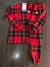 Pijama longo suede xadrez vermelho suede pele de pêssego bcj978