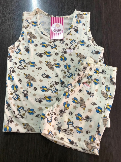 Pijama regata malha espacial com bexigas BCJ175