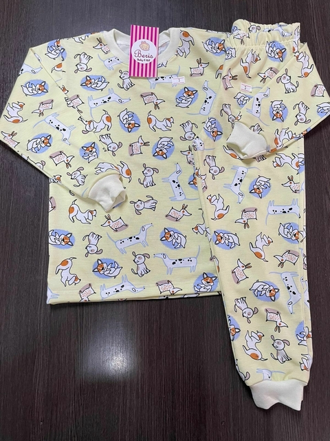 Pijama malha longo cachorro amarelo bcj947