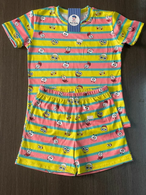 Pijama suede bob esponja verão 1708