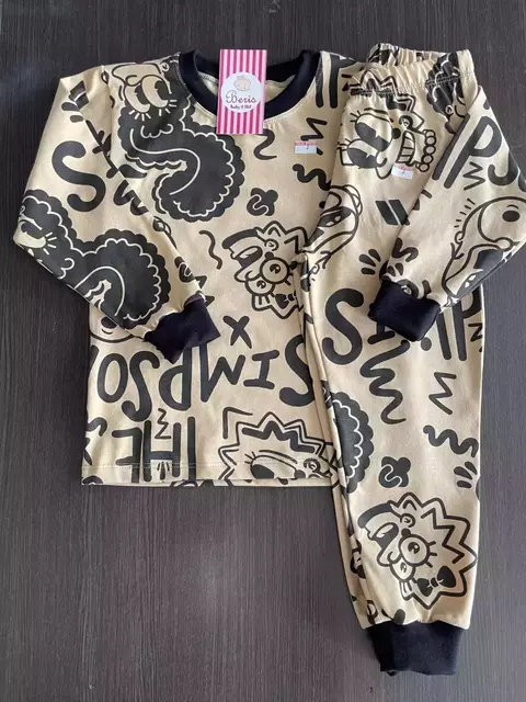 Pijama algodão longo simpsons nude 468