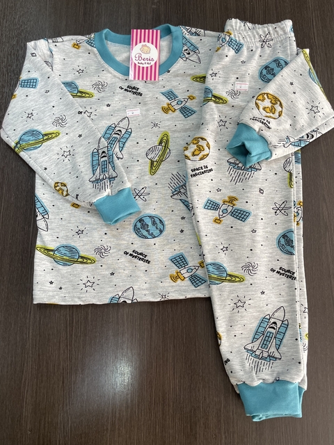 Pijama moletom flanelado pluma espacial cinza BCJ570