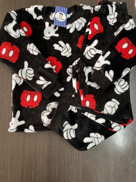Pijama fleece preto Mickey 1482