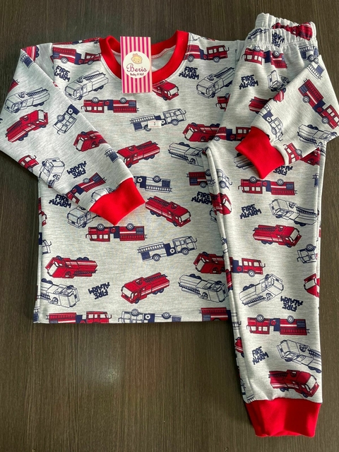 Pijama moletom flanelado pluma bombeiro bcj946