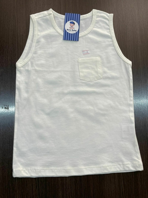 Regata algodão com bolso Off White B1132