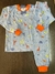Pijama algodão longo azul xadrez animais 1197