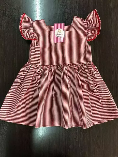 Vestido tricoline algodão vermelho com listra 167