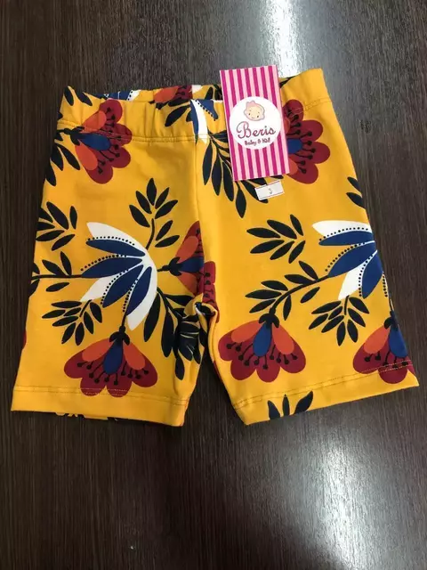 Shorts algodão com elastano floral mostarda 137