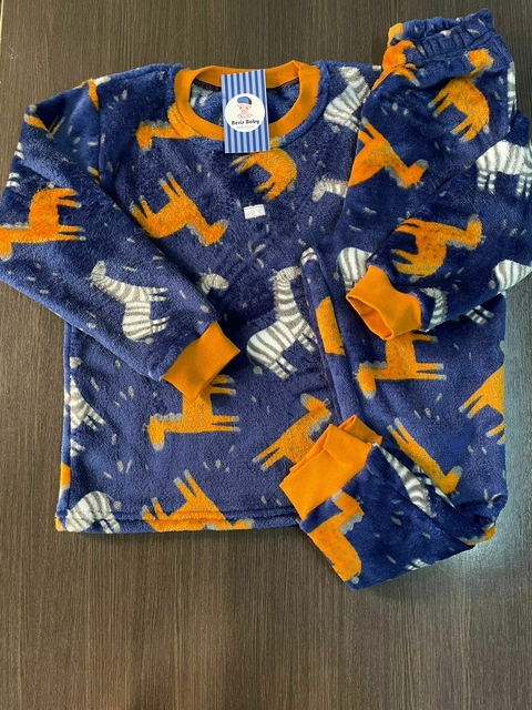 Pijama fleece zebra azul 1630