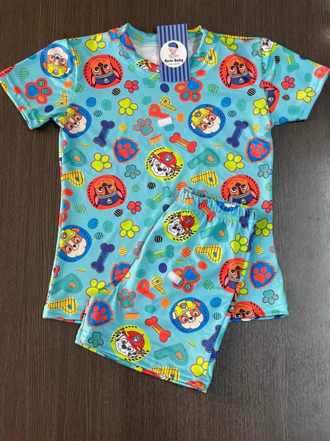 Pijama suede verão Patrulha canina verde 1786