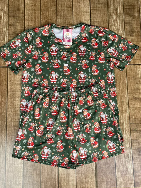 Pijama Suede Natal verde capivara verão feminino adulto 1885