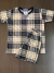 Pijama malha xadrez azul marinho verão 1863