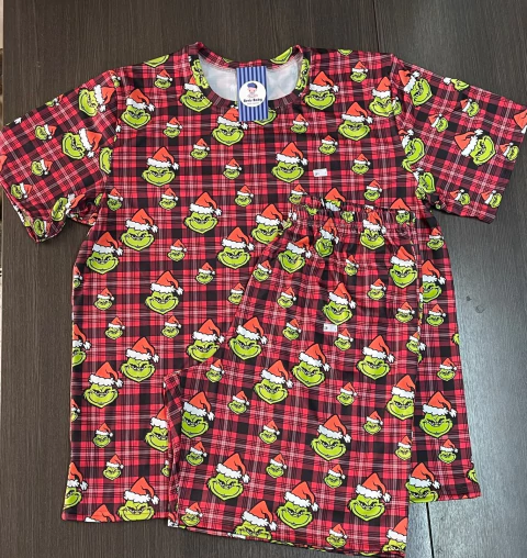 Pijama suede Adulto masculino Natal Grinch xadrez vermelho 1913 - comprar online