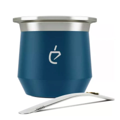 OUTLET Mate Acero Inoxidable Térmico + Bombilla Un Mate Azul