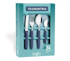 Set 24 Cubiertos Tramontina Ipanema AZUL + Caja De Regalo