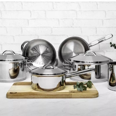 Set Ollas Acero Inox Bateria Completa 9pzs Tramontina Solar en internet