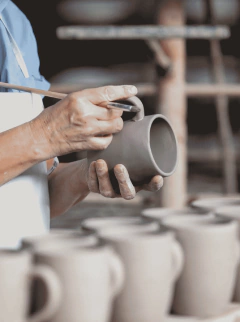 Imagen de Set 6 Tazas Cafe De Ceramica + 6 Cucharas Te New Color Negro