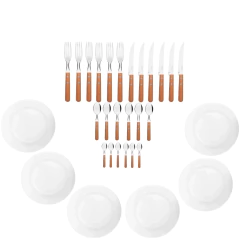 Set 24 Cubiertos Tramontina Dynamic + 6 Platos Redondos 24cm