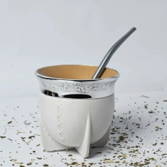 Imagen de Set Termo Lumilagro Acero Inoxidable Blanco+ Mate + Yerbera y Azucarera Pampa