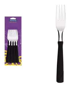 Set Juego 24 Cubiertos (12C/U) Mango Plastico New Kolor Tramontina NEGRO