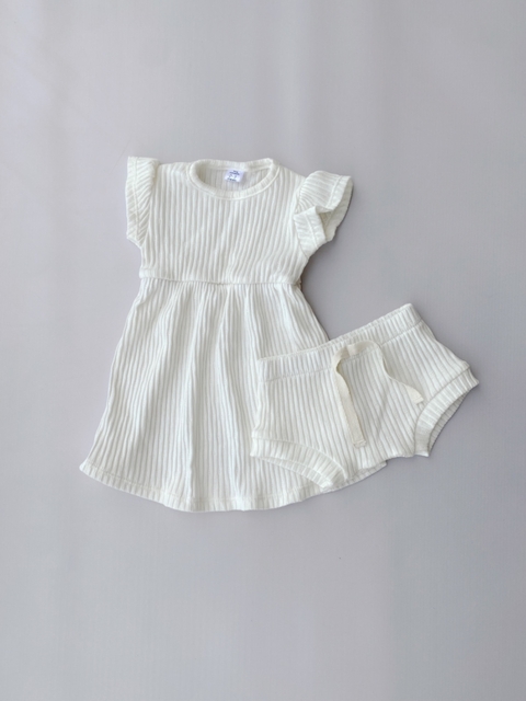Vestido y mini short am- morley calado crudo