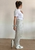 Pantalon lino rayado verde Mom en internet