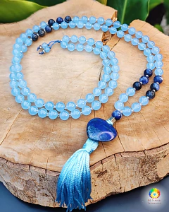 Japamala Jade Azul e Sodalita com Coração em Lápis Lazuli - comprar online
