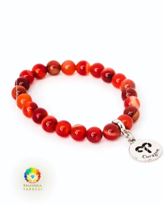 Pulseira Signo de Áries Pedra Natural Ágata de Fogo - Brinde Marca Páginas - loja online