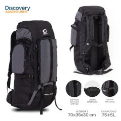 Mochila Mochilero Discovery Adventures 75 + 5 Lts Camping 14982 en internet