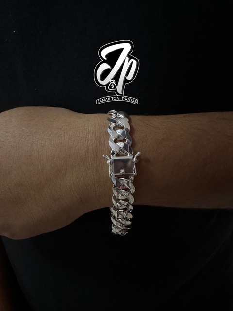 Pulseira Escamada 13MM Fecho Gaveta - 22CM