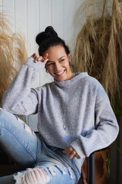 Tricot Cropped Mousse sem Gola