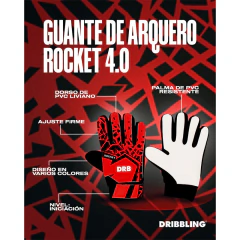 Imagen de GUANTE ARQUERO DRB ROCKET 4.0 ROJO NEGRO