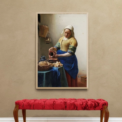 Cuadro en marco madera Kiri Box/ Modelo 184/ "La lechera", Johannes Vermeer, c. 1660