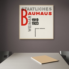 QUADRAT Marco Madera Kiri Box Natural Cuadrado/ Modelo 358/ Staatliches Bauhaus in Weimar 1919-1923/ Póster del Catálogo del período WEIMAR by Lázló Moholy - Nagy & Herbert Bayer (BACK)