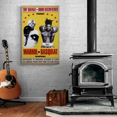Cuadro en marco madera Kiri Box/ Modelo 371/ Póster original de la primera impresión de la exhibición 'Paintings'/ Warhol & Basquiat Boxing Poster, 1985 (Póster de colaboraciones de Warhol - Basquiat)