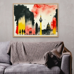 Cuadro en marco madera Kiri Box/ Modelo 537/ Print Aquarell BERLÍN Eins