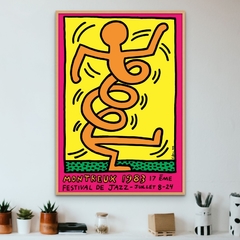 Cuadro en marco madera Kiri Box/ Modelo 595/ Póster Festival Jazz Montreal '83, 1 (Pink) by Keith Haring.