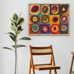 Cuadro en marco madera Kiri Box/ Modelo 606/ Farbstudie – Quadrate mit konzentrischen Ringen (1913) Acuarela by Wassily KANDINSKY